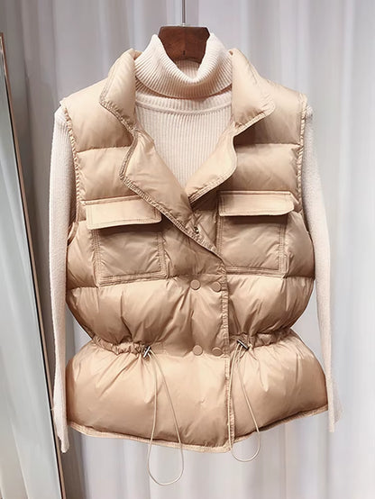 2025 New Ultra Light down Vest Women Short Vest Windproof Lightweight Warm Waistcoat Female White Duck down down Coat Sleeveless