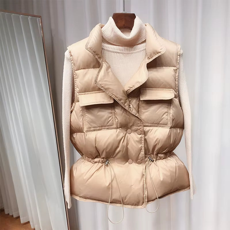 2025 New Ultra Light down Vest Women Short Vest Windproof Lightweight Warm Waistcoat Female White Duck down down Coat Sleeveless